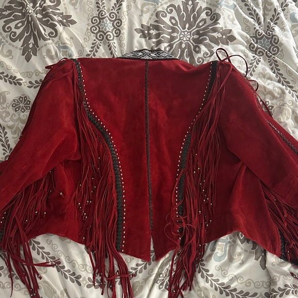 Women's Red Fringe Jacket - Picture 5 of 5